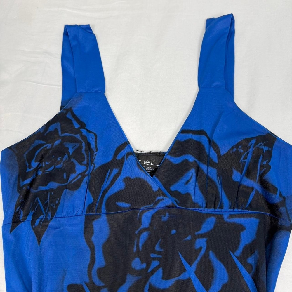 Vintage y2k Rue 21 blue & black floral fairy grunge babydoll tank top - Picture 3 of 7